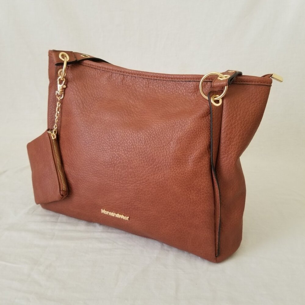 NWT! Montana West Faux Leather Tote Hobo Shoulder Bag w/Bonus Coin/Access Pouch - Picture 2 of 13